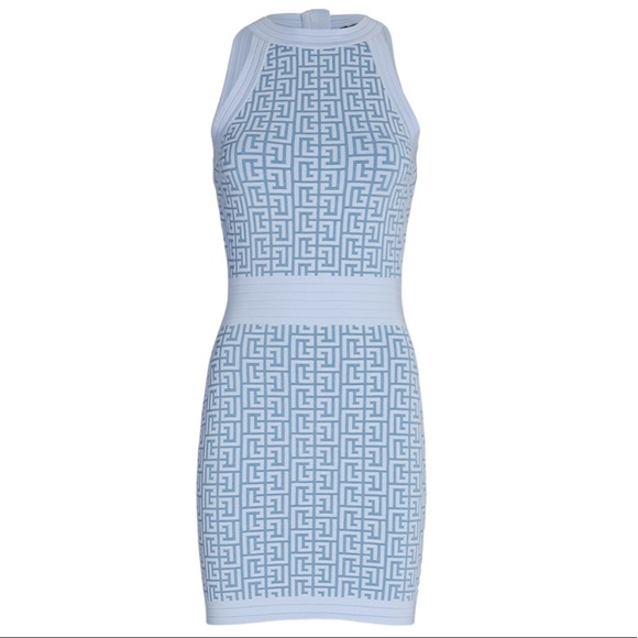 💋NWT balmain monogram knit mini dress in blue - Picture 5 of 10